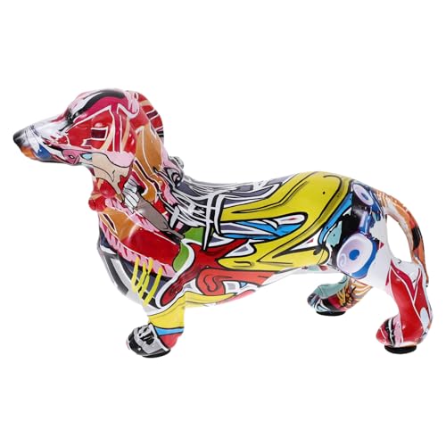 Alipis Statue De Chien en Résine Graffiti Petit Modèle Décoratif pour Intérieur Couleur Multicolore Sculpture...