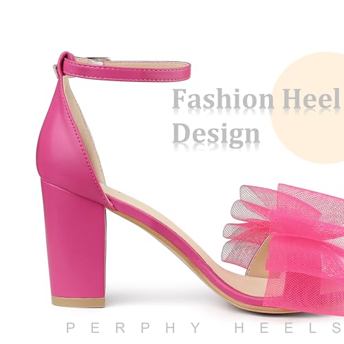 Perphy Bow Tie Ankle Strap Chunky High Heels Sandals for Women4
