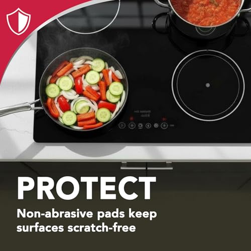 Image of Weiman 3 Count Cooktop Scrubbing Pads, Removes Burnt-on Food, Scratch Free | Non-Abrasive for Burnt-On Food & Grease, Safe for Ceramic, Electirc, Gas & Induction Cooktop, Sink, Showers, Dishes & Tub