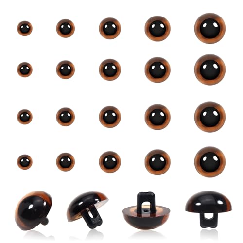TOAOB 50 Pcs Yeux de Sécurité Crochet 9 à 15 mm Brun Solide Boutons en Plastique pour Fabrication de Poupées Marionnettes Animales Bricolage Artisanat