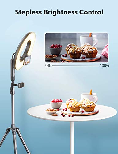image for TaoTronics 14'' Selfie Ring Light with Tripod Stand 78'', 2 Phone Hold