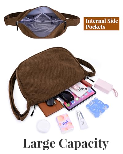 Image of Crossbody Crescent Bag for Women Men Trendy, Crescent Sling Bag with Adjustable Strap, 2 Zippers Lightweight