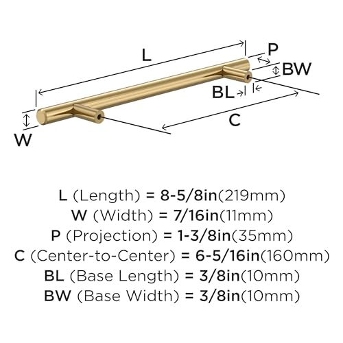 Image of Amerock 6-5 /16 inch Bar Pulls Champagne Bronze Drawer Pull | 6-5 /16 inch (160mm) Center-to-Center Mounting Distance and 8-5 /8 inches Overall Length, Durable Carbon Steel Cabinet Hardware