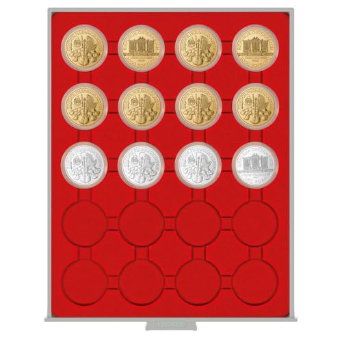 Bandeja para monedas LINDNER con 20 compartimentos redondos para cápsulas de 44 mm 3