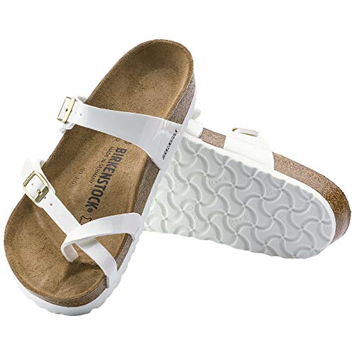 Image of Birkenstock Women's Open Back, White Patent Gold Birko Flor, 9.5-12