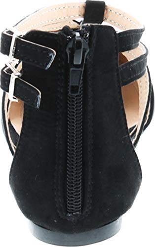 Abela-1 Women's Double Ankle Strap T-Strap Ballerina Flats Half Size Big4