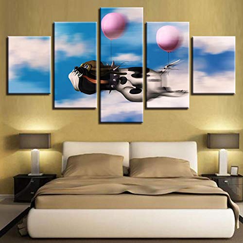 SFDHG 5 stück posterTierhund Ballo leinwand vlies wandbildteilig Kunstdruck modernleinwand Wohnzimmer Dekoration-No Frame-110x60Cm Cover