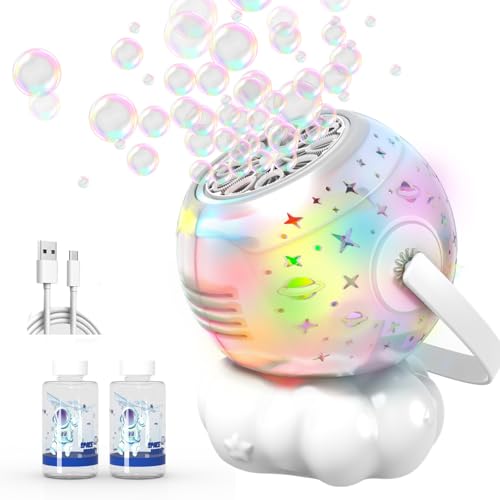 Bubble Machine,Make 30% Larger Bubbles,600mL Automatic Bubble Maker Toys for Kids Boys Girls Baby Toddlers with 2 Bottles of Liquid,Electric Bubble Wand with Light/Bubble Solution/Battery Powered
