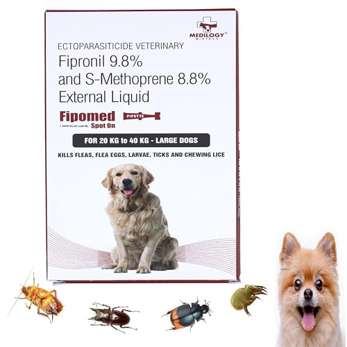 Image of Medilogy Biotech Dog Spot on Solution 2.68ml for Prevention & Effective Control of Flea, Tick & Chewing Lice Treatment for Dogs Weighing from 20kgs to 40 kgs-Pack of 1