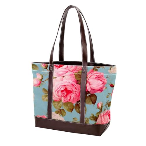Sac fourre-tout en toile pour femme avec fermeture éclair imprimé fleurs de printemps multicolore