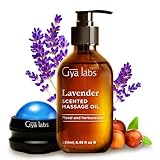 Gya Labs Lavender Relaxation Massage Oil (250ml) with Massage Roller Ball - Fast Absorbing 100% Natural Blend of Spa Quality Oils - Calming, Aromatic, Soothing, Self-Care