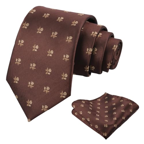 Image of Alizeal Mens 3.15'' Light Color Rustic Tie Handkerchief | with Flower Printed Handkerchief for Wedding Business Daily Wear