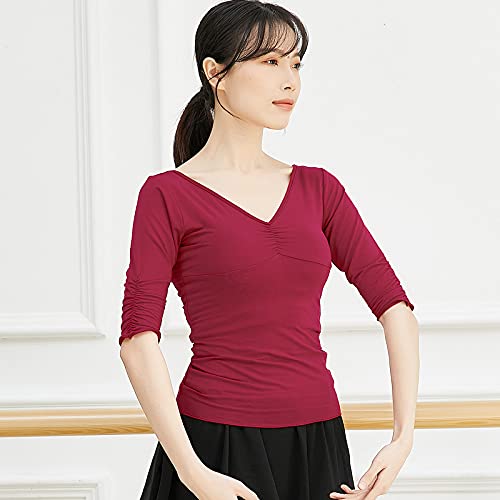 【STARRYDANCE】 バレエ tシャツ 大人 ギャザー トップス レ