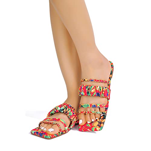 Cape Robbin Archi Flat Sandals Slides For Women, Womens Mules Slip On Shoes - Flower Red Floral Size 11 #TOP3