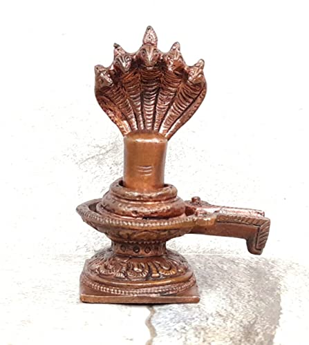 Image of Copper Idols, 3 inches, Copper Handmade Shivalingam, 220 Grams, Patina Antique Finish, Pack of 1 Piece
