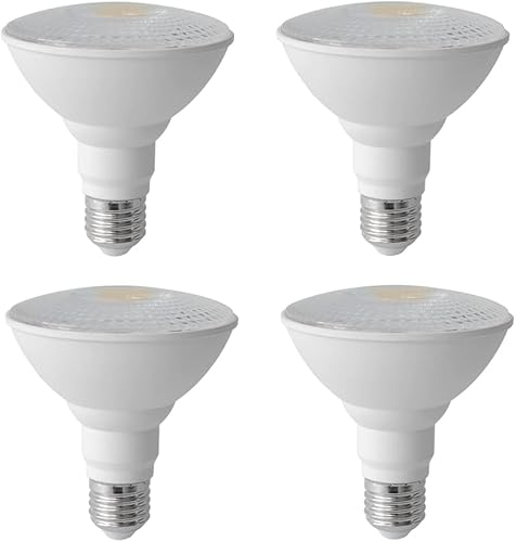 Paquete de 4 bombillas LED Par30, regulable, 2700 K, blanco cálido de 10 W (equivalente a 75 W), base E26