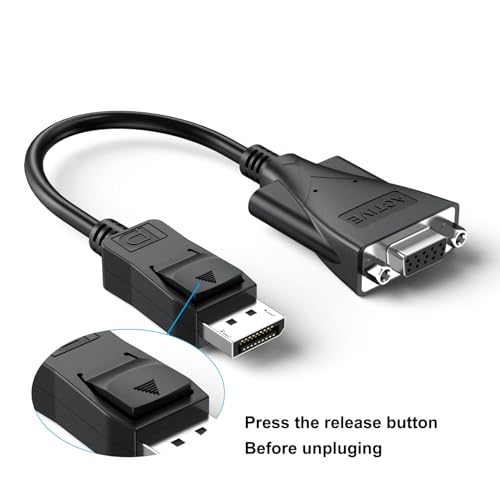 Urelegan URELEGAN-001 Displayport To Vga Adapter, Newest Male Display Port Dp To Vga 15 Pin Female Adapter Cable Cord Compatible thumb #1
