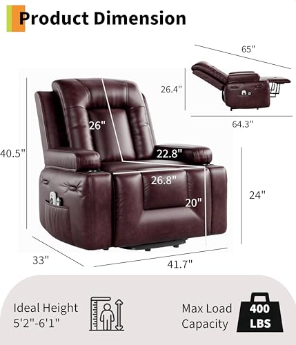 Image of Garvee Oversized Power Lift Recliner Chair - Heat and Massage, PU Leather Electric Lift Recliner for Elderly & Mobility Impaired, Adjustable Back and Legs, Heavy Duty Lift Chair for Seniors