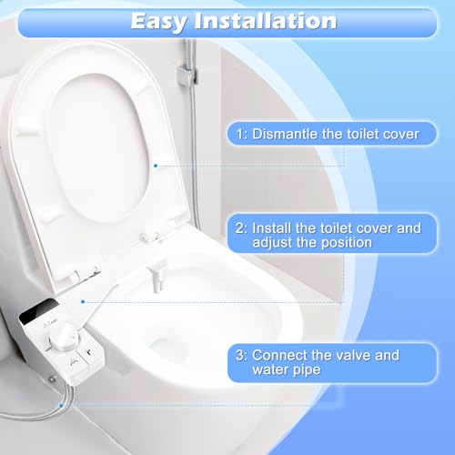 NVIYAM Bidet Aufsatz, Bidet Einsatz Für Toilette, Nicht Elektrisch Bidet Toilettenaufsatz mit Einziehbare selbstreinigende Doppeldüsen, Einstellbarer Wasserdruck(Frontal & Rear Wash)