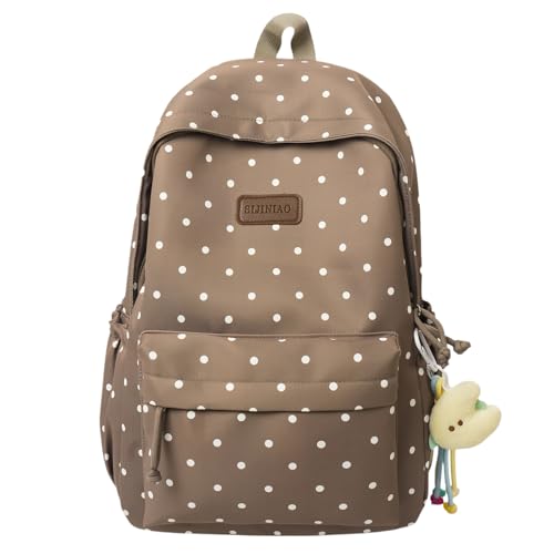Rucksack für Damen – Wasserdichter Nylon mit Polkadot-Muster, Alltagsrucksack für Freizeit, Reisen und Beruf, Vielseitiger Tagesrucksack für Spaziergänge und Urlaube