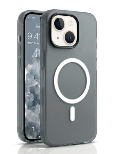 Image of amazon basics Luxury MagSafe Compatible Magnetic Case for iPhone 15 | Soft Touch Matte Pastel Finish | Shockproof Back Cover with Camera Protection (Black)