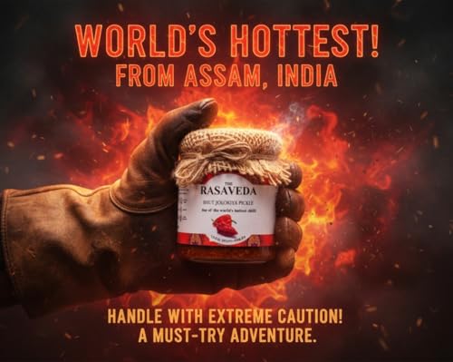 RASAVEDA Bhut Jolokia King Chilli Pickle (150g) | Authentic Ghost Pepper Pickle from Nagaland | 100% Mom-Made | Sun-Dried Raja Mircha in Mustard Oil | No Preservatives