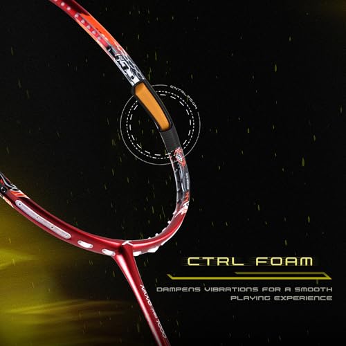 Image of Hundred Nano Neo 7000 (4U) Unstrung Badminton Racket with Full Cover | 83 Grams | Maximum Tension ≤32 lbs (Dark Red)