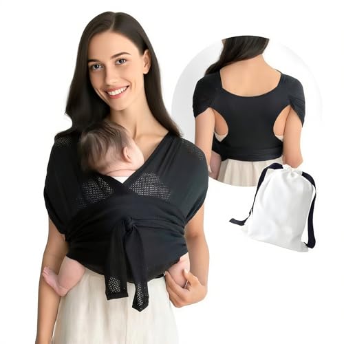 Tragetuch Baby Neugeboren,Tragetuch Baby,Federwiege Baby,Carrier For Newborns,Einfach Anzuziehen Für Mütter Und Väter,Verstellbare Babytrage Von 3,6 Kg Bis 15 Kg,Schwarz.