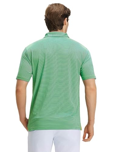 Image of Men' s Golf Shirts Short Sleeve Performance Moisture Wicking Dry Fit Striped Golf Polo Shirts for Men