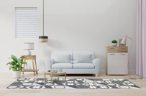 mubusi Sur Blue Vinyl Rug 40x80 cm - Vinyl Kitchen Rug - Non-Slip and Fire Retardant Living Room Rug - Large Rugs - PVC Rugs - Image 3