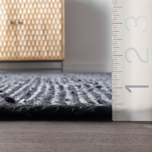 Image of Natural Jute Rounds Rug - Vibrant Color Handwoven Area Carpet for Living Room, Bedroom & Boho Decor - Eco-Friendly Circular Mat - Multiple Sizes & Colors -(Navy Blue, 3x3 feet