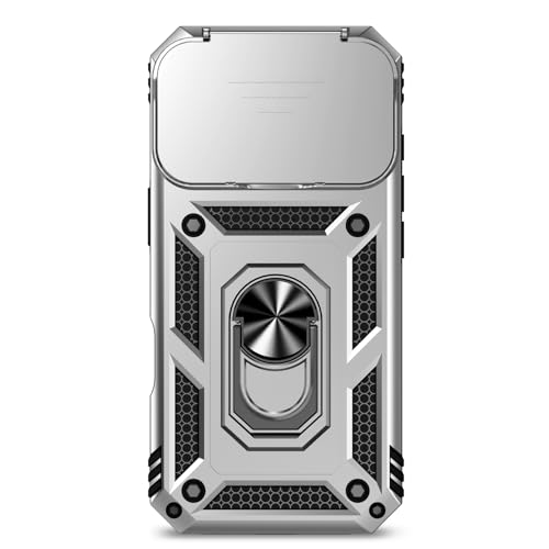 SunStory Phone Case for iPhone 17 Pro Case with HD Screen Protector & Slide Camera Cover & Rotated Ring Kickstand, [Military-Grade] Phone Case for iPhone 17 Pro, Silver by SunStory - Image 9