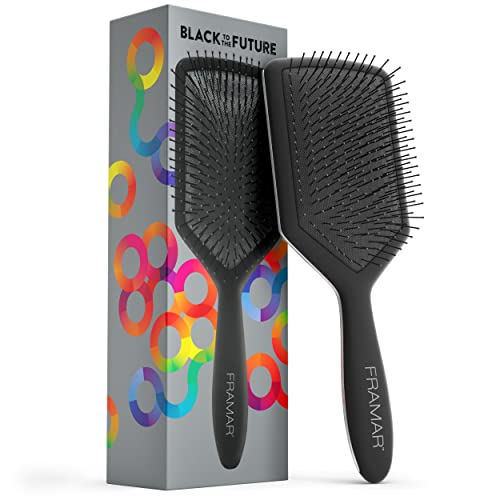 FRAMAR Black Paddle Hair Brush for Thick & Wet Hair