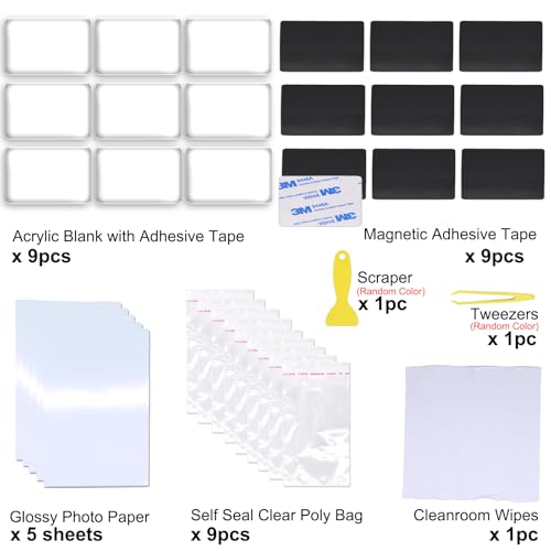 Set 9 imanes acrílicos rectangulares 3x2 pulgadas miniatura 2