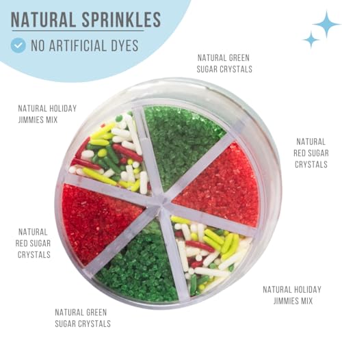 Image of Sweets Indeed Sprinkles 6 Cell Edible Sprinkle Mix Jimmies Perfect for Cake Decorations Baking Ice Cream Cookies Cupcake Topper (Christmas)