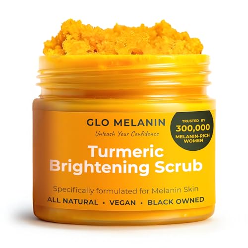 GLO Melanin Turmeric Scrub for Dark Spots, Brightening Inner Thighs Bikini Area Underarms, Natural...