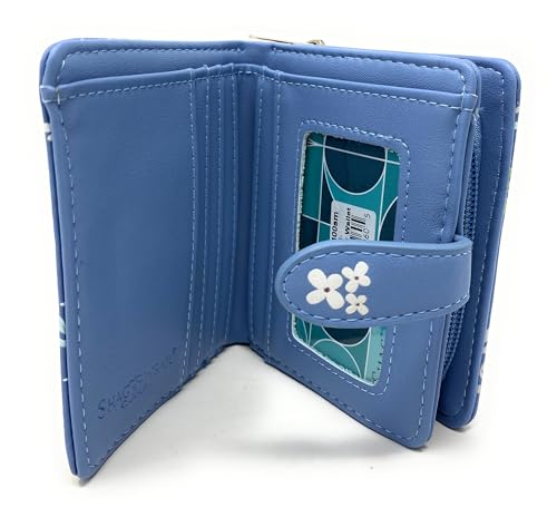 Shag Wear Snail and Mushroom Forest Small Insect Wallet for Women and Teen Girls Vegan Faux Leather Blue/Grey 4.5"4