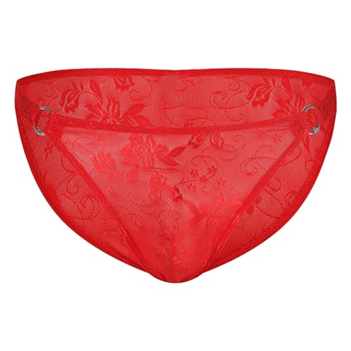 Generisch Calzoncillos de pene bikini de encaje masculino, divertido al abrir, sexy, jacquard transparente, pantalones triangulares para hombre de moda con hebilla de lazo conjunto de lencería para