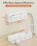 DEPOW Protecteur de surpression de barre de puissance avec 5FT Cord d'extension plat tressé, station de recharge murale avec 8 Sorties 4 USB Ports(2 USB C), Ultra Plug plat mince pour le bureau à domicile, Dorm, Hôtel, Voyage