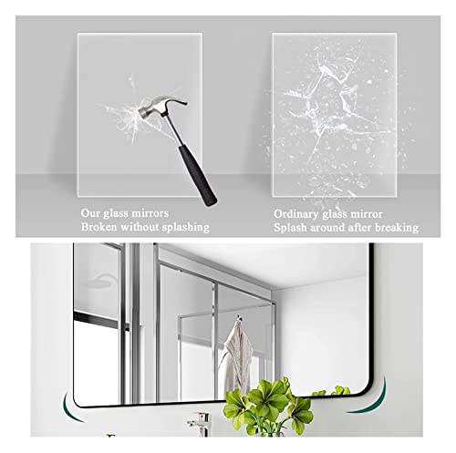 Miroir de maquillage rectangulaire avec cadre en métal suspendu - 4