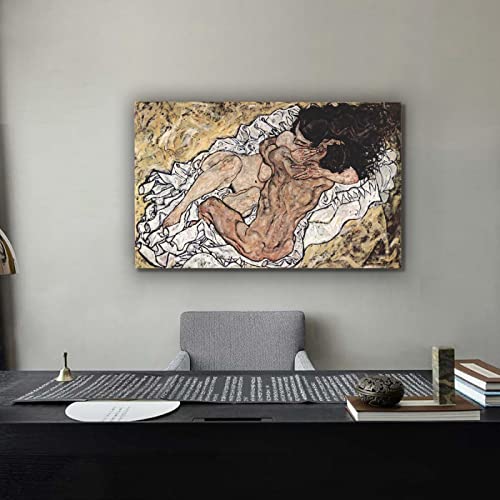 Réplique œuvre d'art L'étreinte Schiele pour une ambiance intime