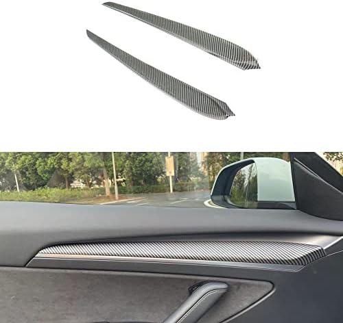 BLUTOKS Interior Front Door Panel ABS Door Cover Trim Panel Caps for 2021 2022 2023 Tesla Model 3/Y Accessories (Matte Carbon Fibre)