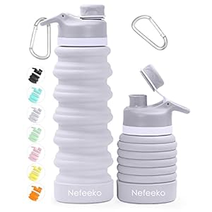 Nefeeko Collapsible Water Bottle, 26oz Silicone Foldable Water Bottles Leakproof BPA Free Travel Water Bottles with Carabiner, Portable Sport Water Bottles for Camping,Hiking Outdoor Indoor Sport