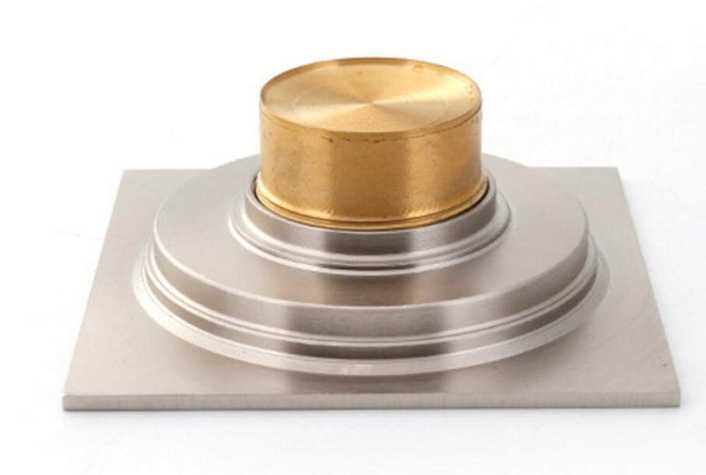 VVW&LIU Ottone Nero Opaco Stile Quadrato Oro Ros¨¨ Scolapiatti Oro Piletta di Scarico Bagno Nichel Spazzolato Scarico Doccia, Nichel Spazzolato