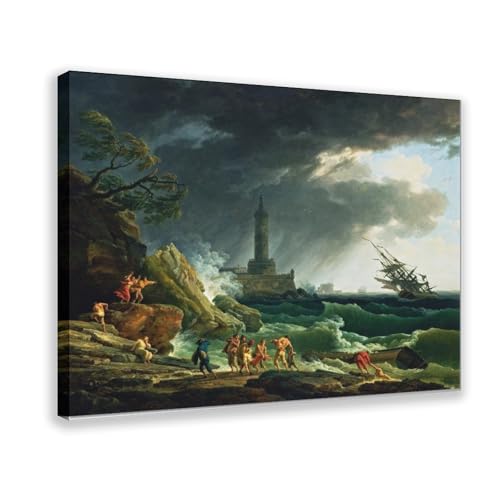 Toile Vernet Tempête Méditerranée, tableau décoration murale luxe