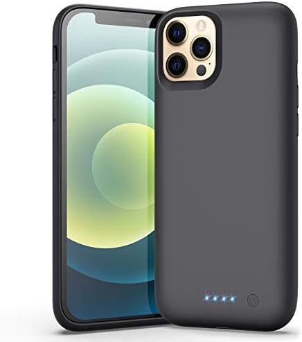 Battery Case for iPhone 12/12 Pro, （Newest 6800mAh）Battery Charging Case Protective Battery Backup Pack Portable Charging Case for iPhone 12/12 Pro Extended Phone Cover 6.1 inch Smart Case - Black