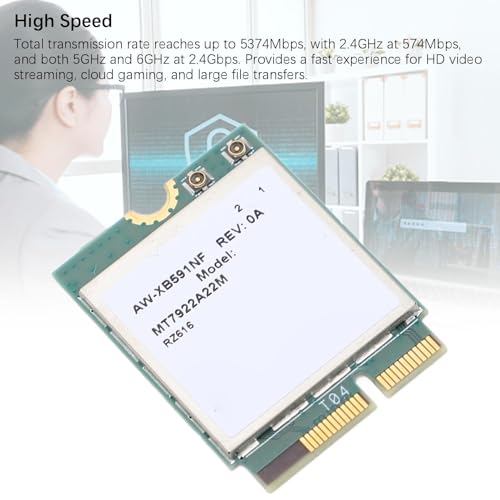 Tarjeta inalámbrica WiFi 6E M.2 de 5374Mbps, Tri Banda 2.4GHz/5GHz/6GHz, Bluetooth 5.2, Adaptador de red portátil de alta velocidad, interfaz PCIe, compatible con Windows 10 y 11 miniatura 2