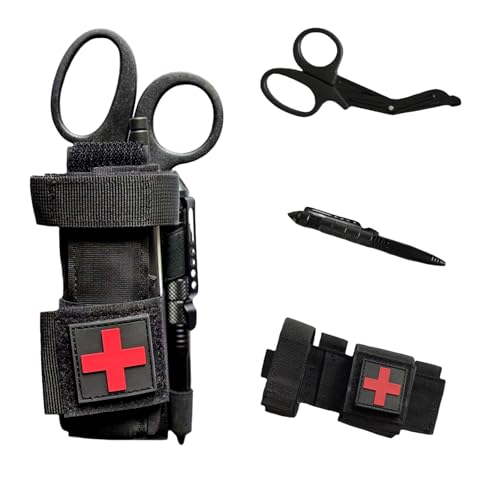 Tourniquet Kit for First Aid – Includes Holder, Trauma Shears, Glass Breaker Pen & Tactical Pouch – Emergency Survival Medical Gear for Car, Outdoor, EMT