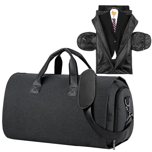Image of Handcuffs Garment Duffel Bag Convertible Large Carry On Bags for Travel with Shoulder Strap | Hanging Suit Luggage Bag for Men & Women | Business Travelling Gifts (Black)