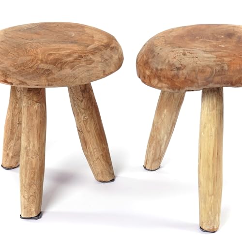Tabouret Klara en acajou 28cm petit melk appui rond